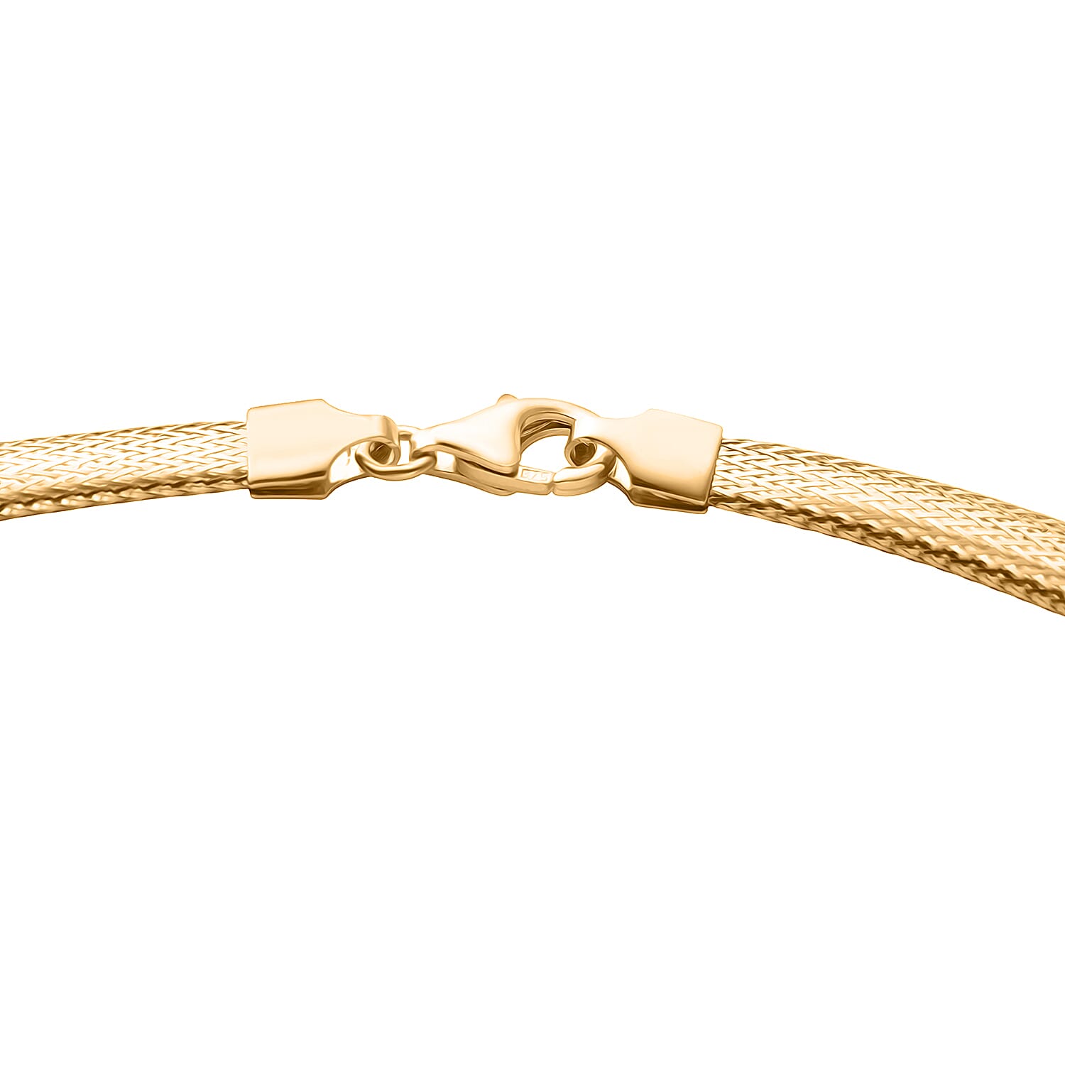 Limited Availability Italian Made 9K Yellow Gold Graduated Mesh Omega Necklace (Size 18) With Lobster Clasp