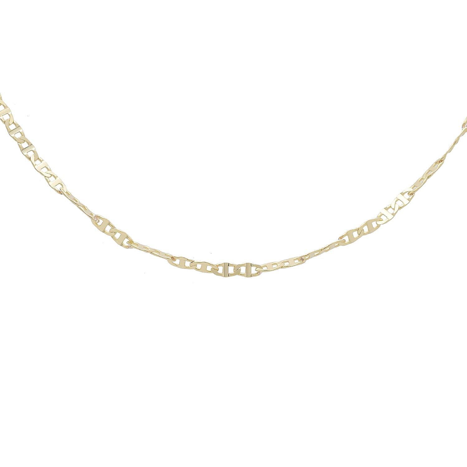 Hatton Garden Close Out Deal- 9K Yellow Gold Diamond Cut Flat Mariner Necklace (Size 18)