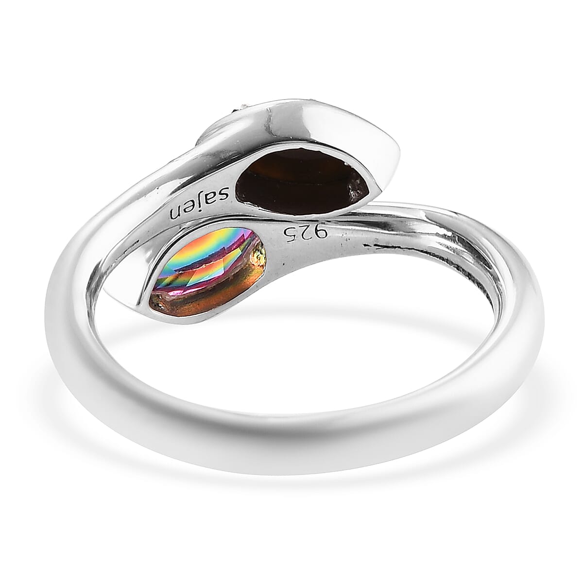 Sajen Silver ILLUMINATION Collection -  Drusy Forest and Doublet Quartz Hollow  Ring in Rhodium Overlay Sterling Silver 1.50Ct.