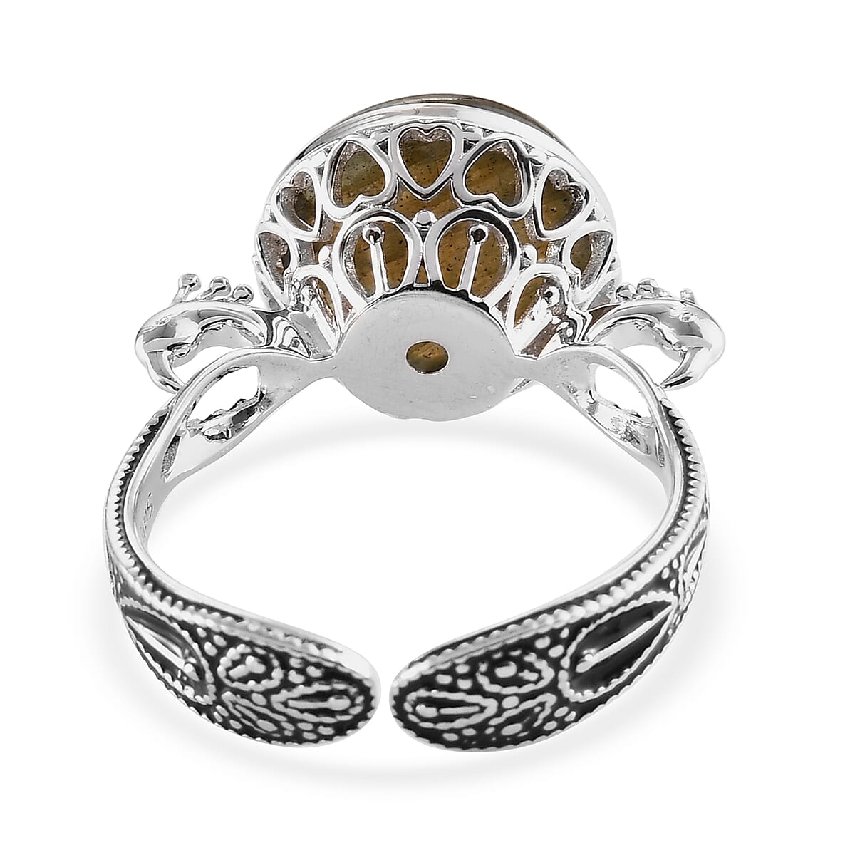 Sajen Silver NATURES JOY Collection - Labradorite Enamelled Ring in Rhodium Overlay Sterling Silver 5.47 Ct.