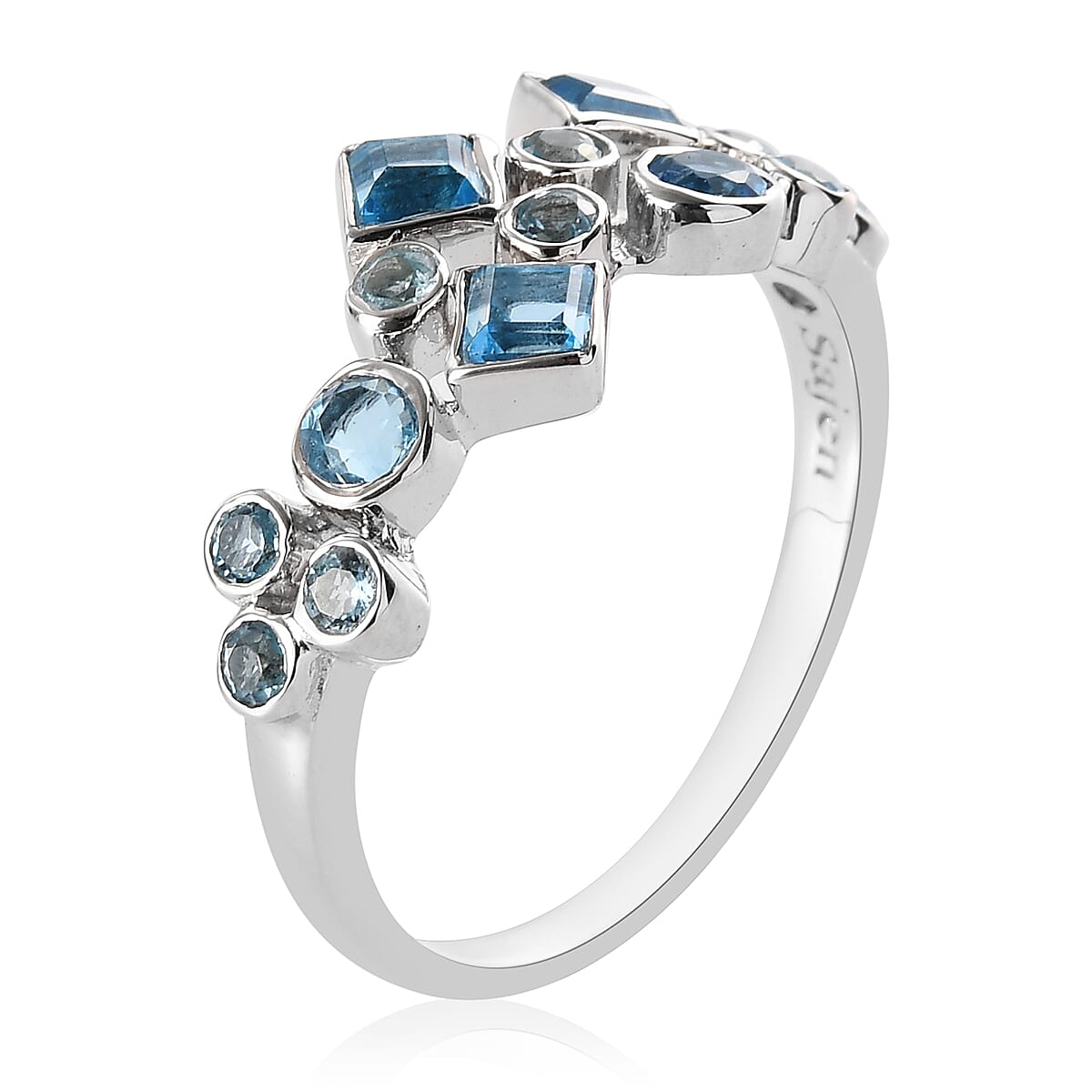 Sajen Silver Gem Vitality Collection - Swiss Blue Topaz Celestial  Doublet Quartz Ring in Rhodium Overlay Sterling Silver 1.40 Ct.