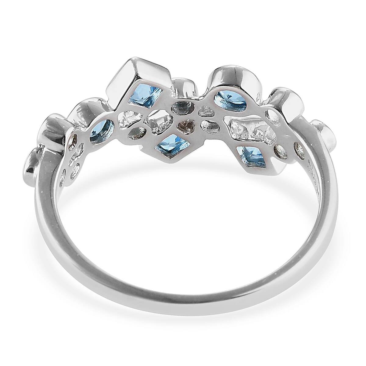 Sajen Silver Gem Vitality Collection - Swiss Blue Topaz Celestial  Doublet Quartz Ring in Rhodium Overlay Sterling Silver 1.40 Ct.