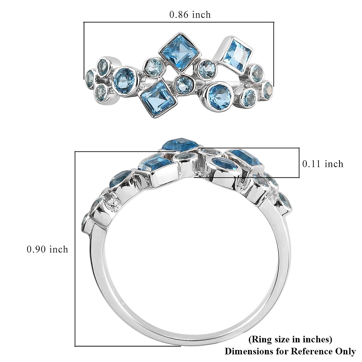 Sajen Silver Gem Vitality Collection - Swiss Blue Topaz Celestial  Doublet Quartz Ring in Rhodium Overlay Sterling Silver 1.40 Ct.