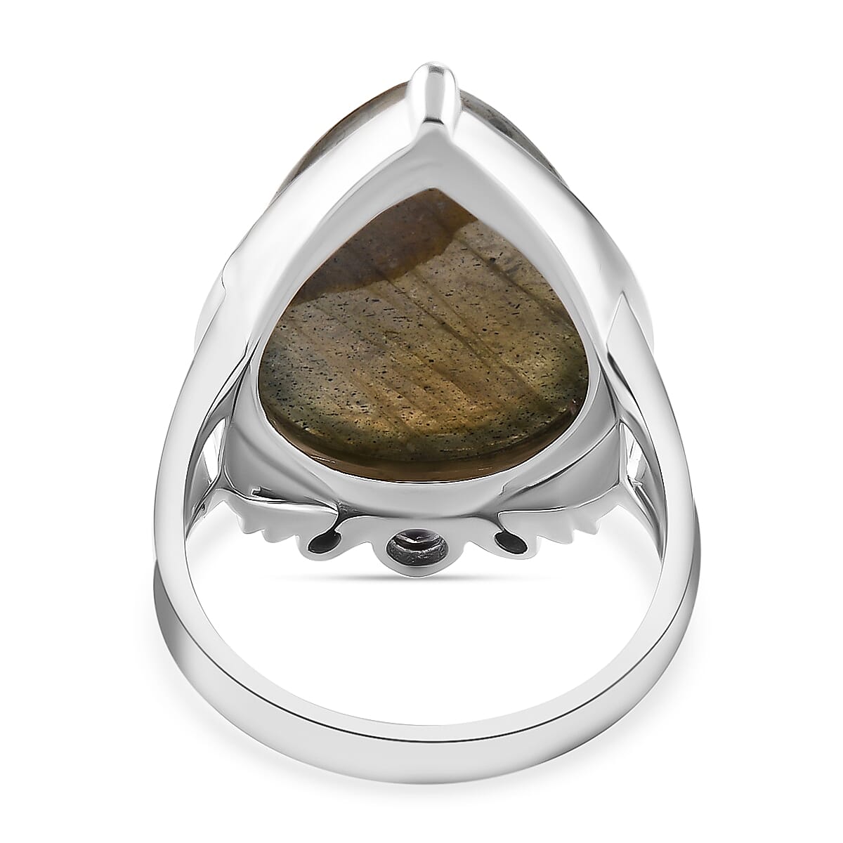 Sajen Silver Gem Vitality Collection - Labradorite, Rainbow Iris Doublet Quartz Enamelled Ring in Rhodium Overlay Sterling Silver 5.920 Ct, Silver wt 6.90 Gms