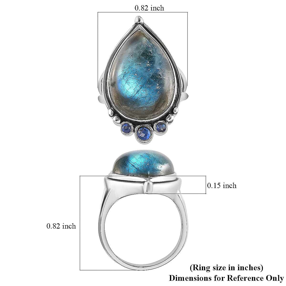 Sajen Silver Gem Vitality Collection - Labradorite, Rainbow Iris Doublet Quartz Enamelled Ring in Rhodium Overlay Sterling Silver 5.920 Ct, Silver wt 6.90 Gms