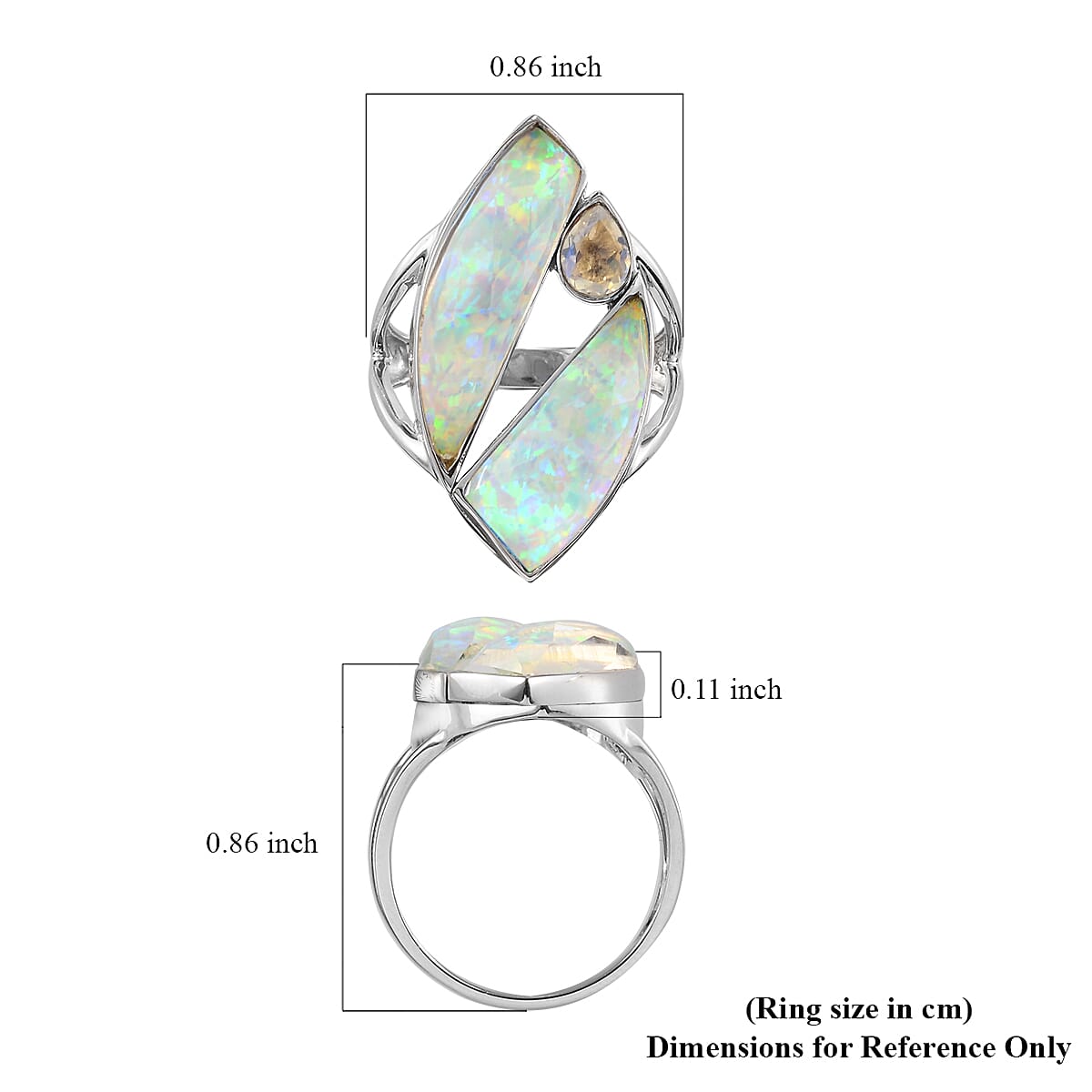 Sajen Silver ILLUMINATION Collection - Doublet Quartz and Rainbow Snow Ring in Rhodium Overlay Sterling Silver 10.12 ct,Silver Wt. 5 Gms.