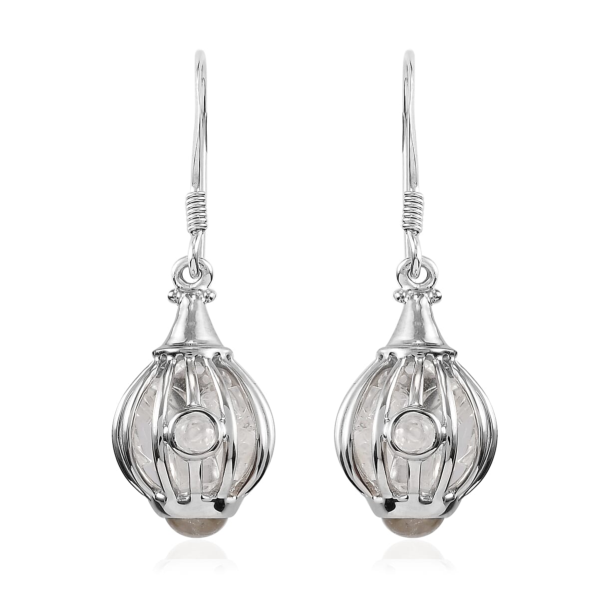 Sajen Silver Gem Vitality Collection - Austrian Crystal Hook Earrings in Rhodium Overlay Sterling Silver 9.92 Ct.