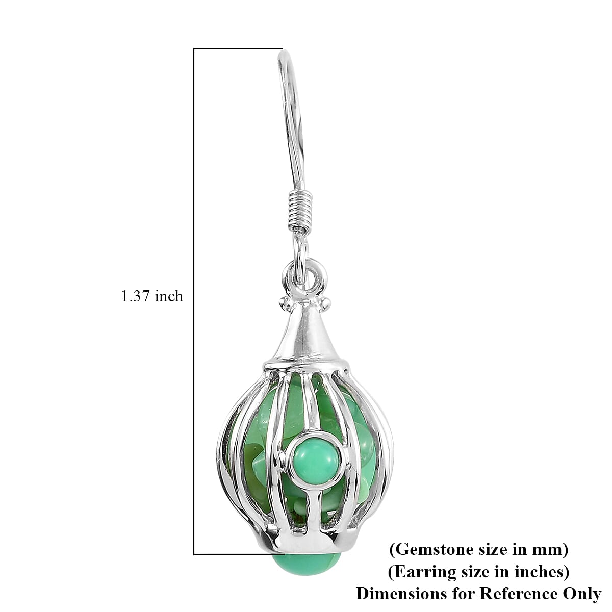 Sajen Silver Gem Vitality Collection - Chrysoprase Hook Earrings in Rhodium Overlay Sterling Silver 9.92 Ct.