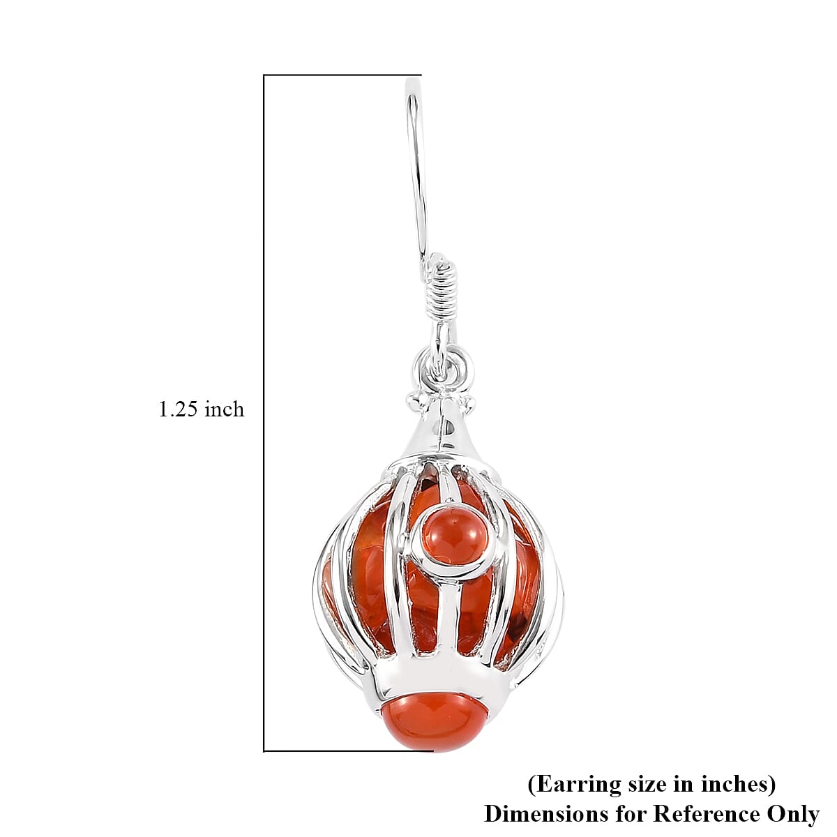 Sajen Silver Gem Vitality Collection - Carnelian Hook Earrings in Rhodium Overlay Sterling Silver 9.92 Ct.