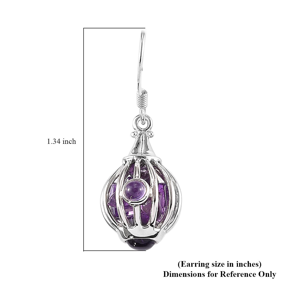 Sajen Silver Gem Vitality Collection - Amethyst Hook Earrings in Rhodium Overlay Sterling Silver 9.92 Ct.