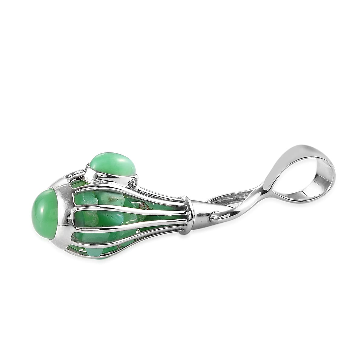 Sajen Silver - Chrysoprase Pendant in Rhodium Overlay Sterling Silver 15.55 Ct