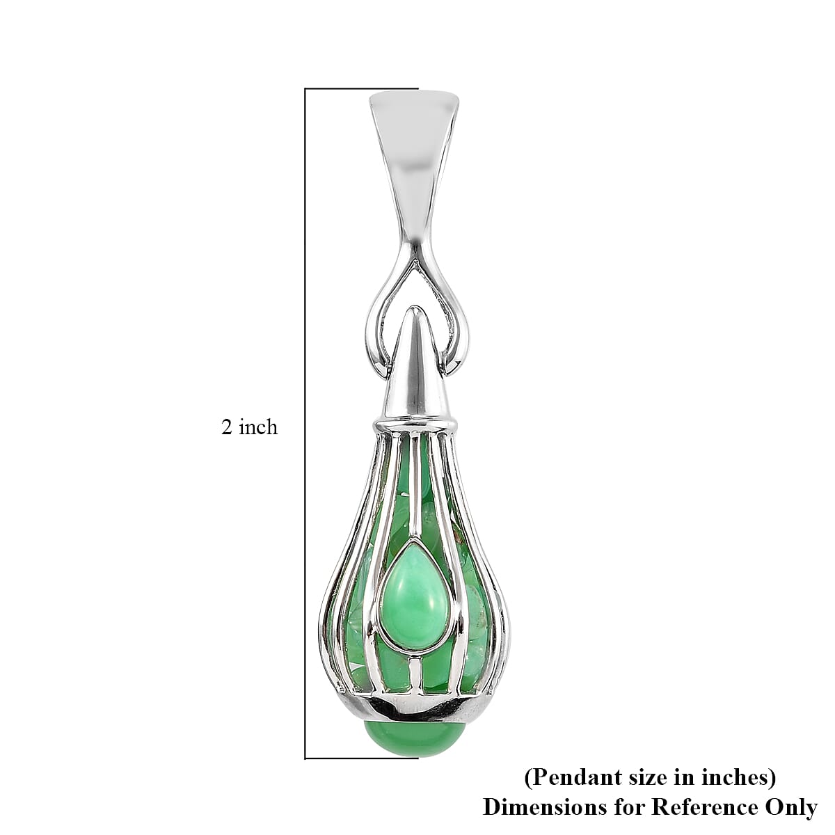 Sajen Silver - Chrysoprase Pendant in Rhodium Overlay Sterling Silver 15.55 Ct