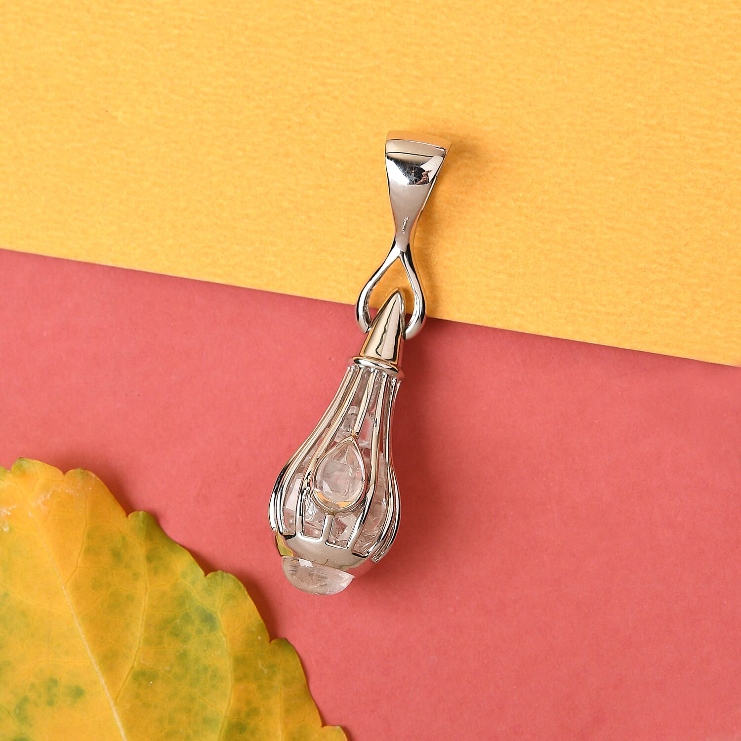 Sajen Silver Gem Vitality Collection - Austrian Crystal Pendant in Rhodium Overlay Sterling Silver 15.55 Ct.