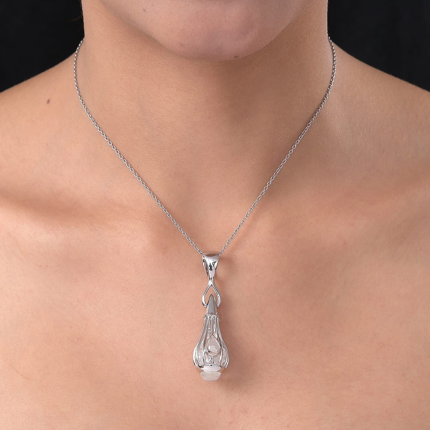 Sajen Silver Gem Vitality Collection - Austrian Crystal Pendant in Rhodium Overlay Sterling Silver 15.55 Ct.