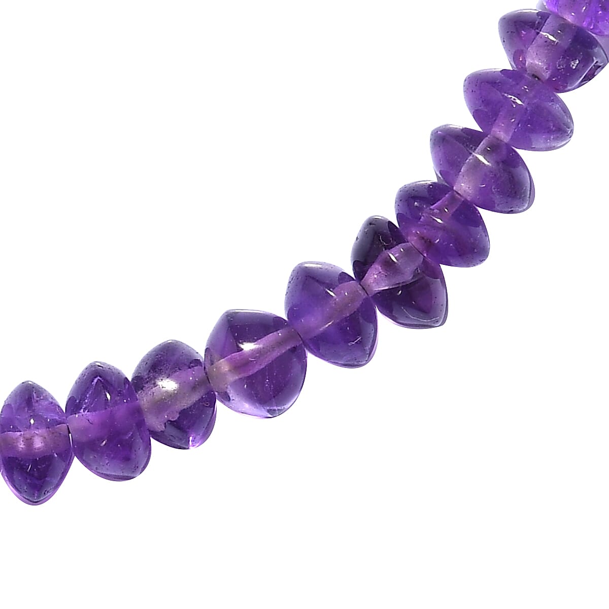 Amethyst Beads Necklace (Size - 20 with Extender) in Rhodium Overlay Sterling Silver 62.00 Ct.