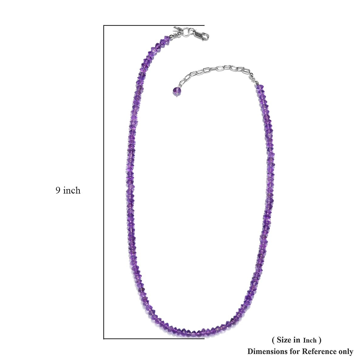 Amethyst Beads Necklace (Size - 20 with Extender) in Rhodium Overlay Sterling Silver 62.00 Ct.