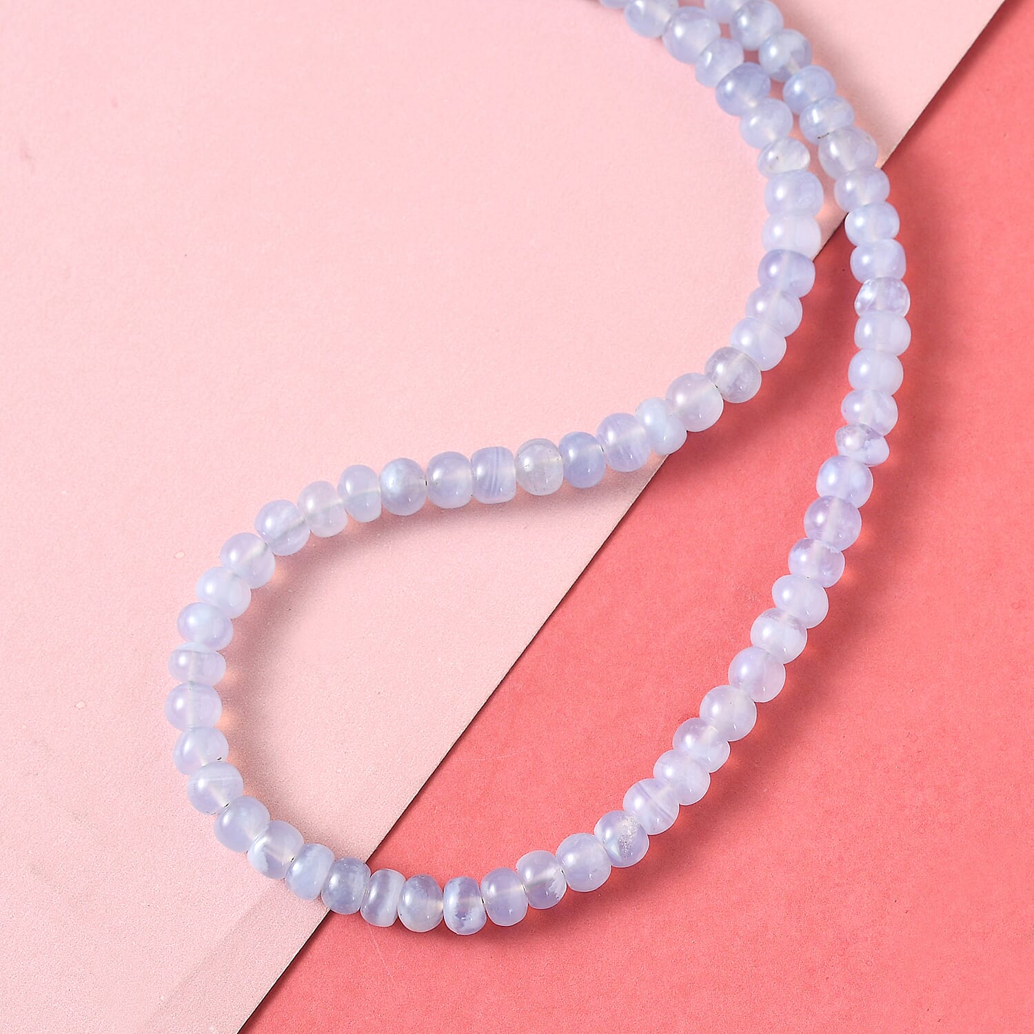 Sajen Silver Gem Vitality Collection - Blue Chalcedony Beads Necklace (Size - 20 with Extender) in Rhodium Overlay Sterling Silver 80.00 Ct.