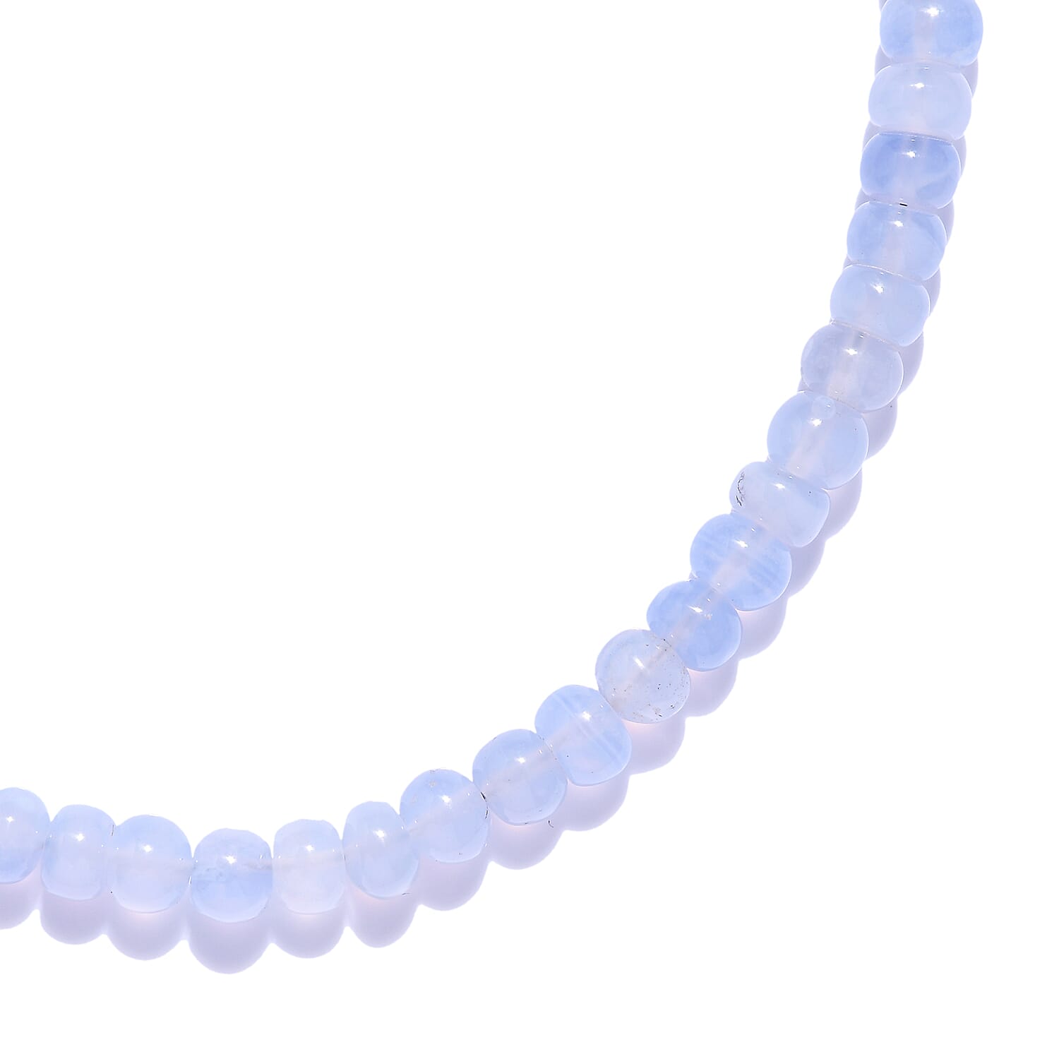 Sajen Silver Gem Vitality Collection - Blue Chalcedony Beads Necklace (Size - 20 with Extender) in Rhodium Overlay Sterling Silver 80.00 Ct.