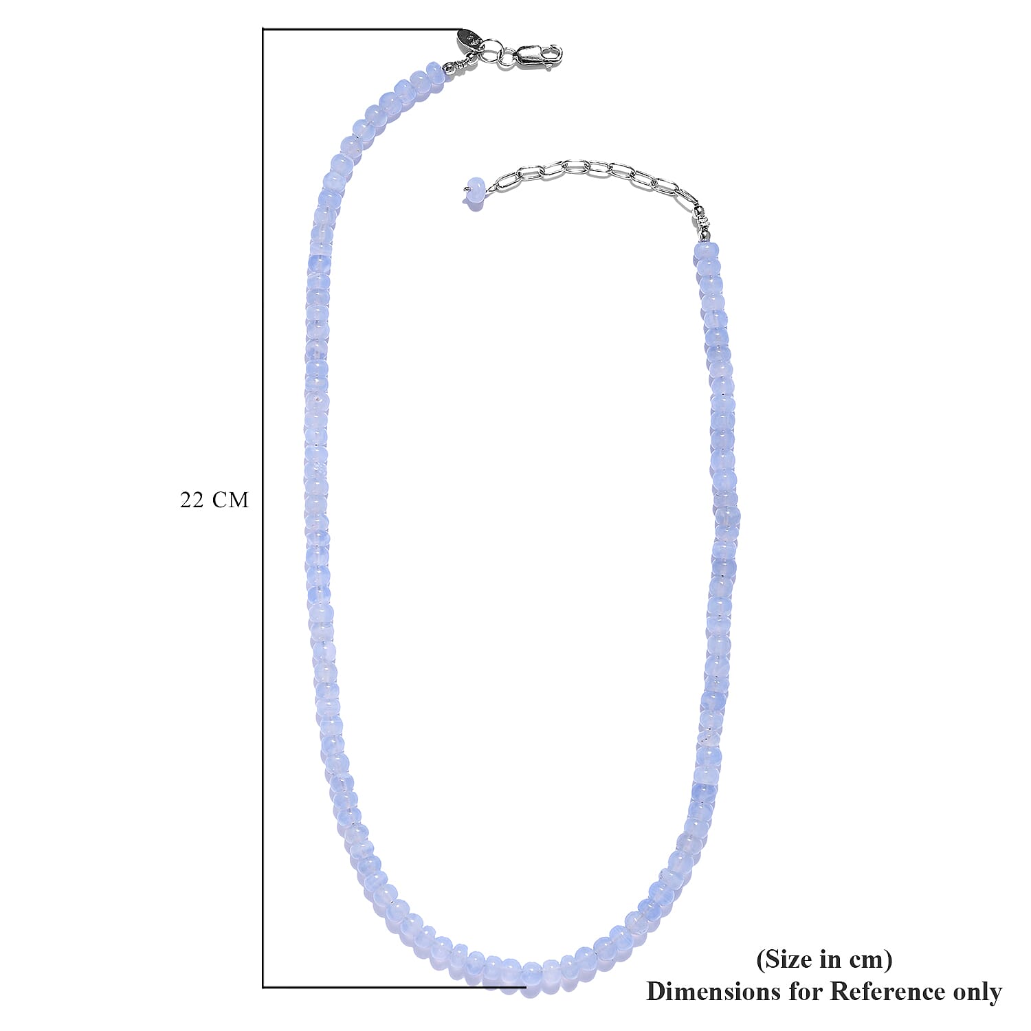 Sajen Silver Gem Vitality Collection - Blue Chalcedony Beads Necklace (Size - 20 with Extender) in Rhodium Overlay Sterling Silver 80.00 Ct.