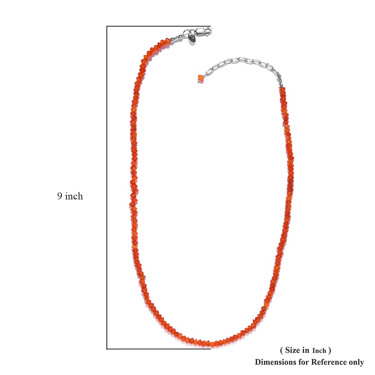 GEM HEALING Collection - Carnelian Beads Necklace (Size - 20 with Extender) in Rhodium Overlay Sterling Silver 57.00 Ct.