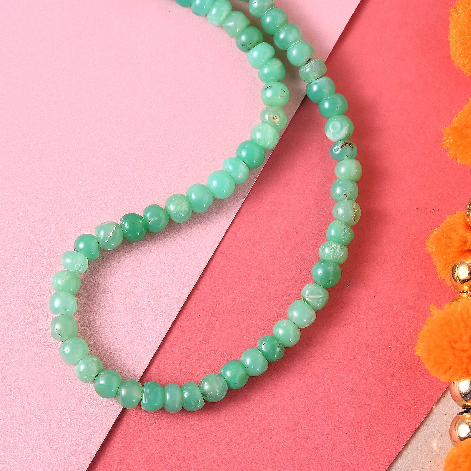 Sajen Silver Gem Vitality Collection - Chrysoprase Necklace (Size 20) in Rhodium Overlay Sterling Silver 81.00 Ct.