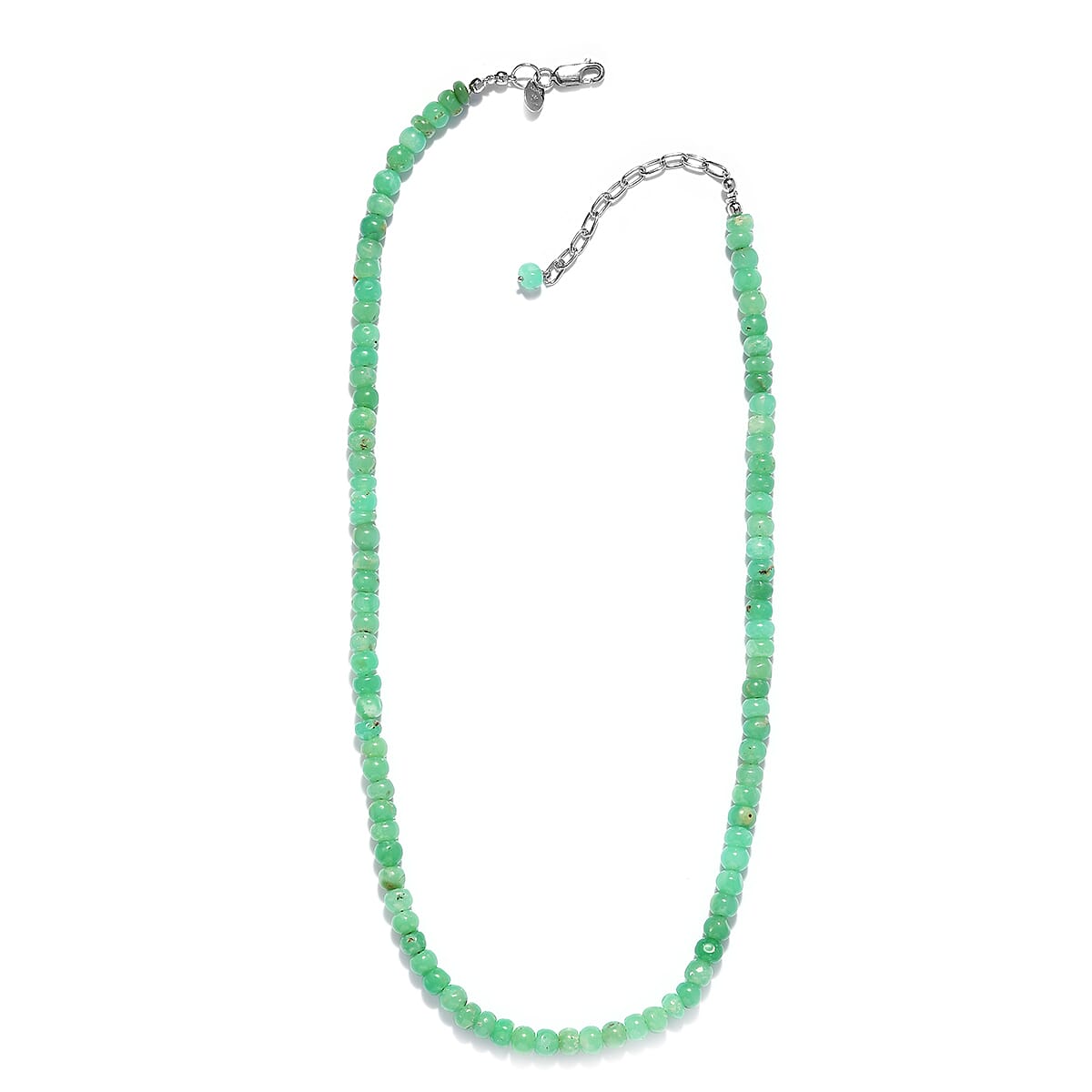 Sajen Silver Gem Vitality Collection - Chrysoprase Necklace (Size 20) in Rhodium Overlay Sterling Silver 81.00 Ct.