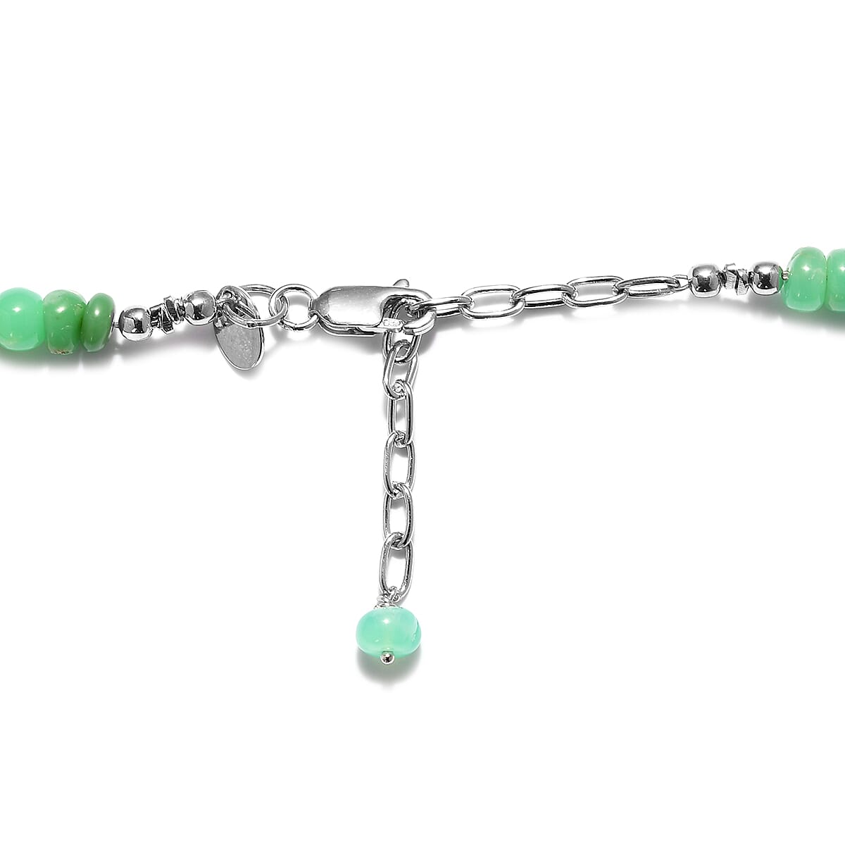 Sajen Silver Gem Vitality Collection - Chrysoprase Necklace (Size 20) in Rhodium Overlay Sterling Silver 81.00 Ct.