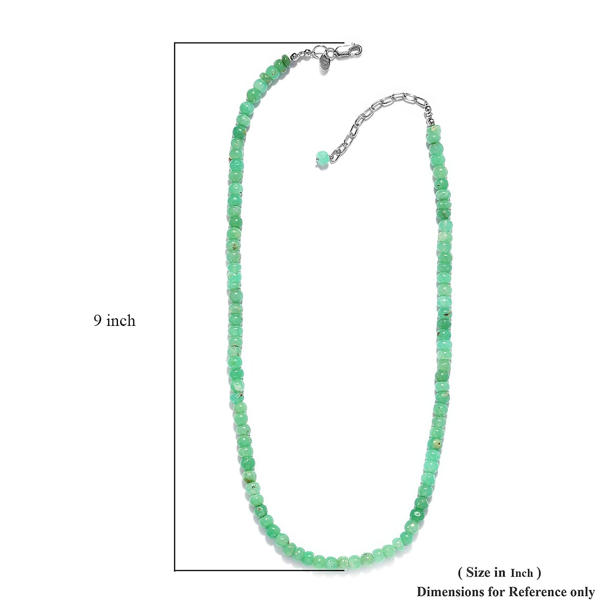 Sajen Silver Gem Vitality Collection - Chrysoprase Necklace (Size 20) in Rhodium Overlay Sterling Silver 81.00 Ct.