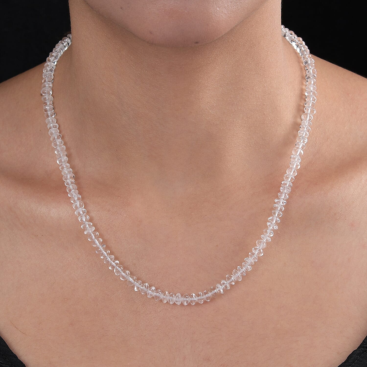 Sajen Silver GEM Collection - Crystal Beads Necklace (Size - 20 with Extender) in Rhodium Overlay Sterling Silver 60.00 Ct.