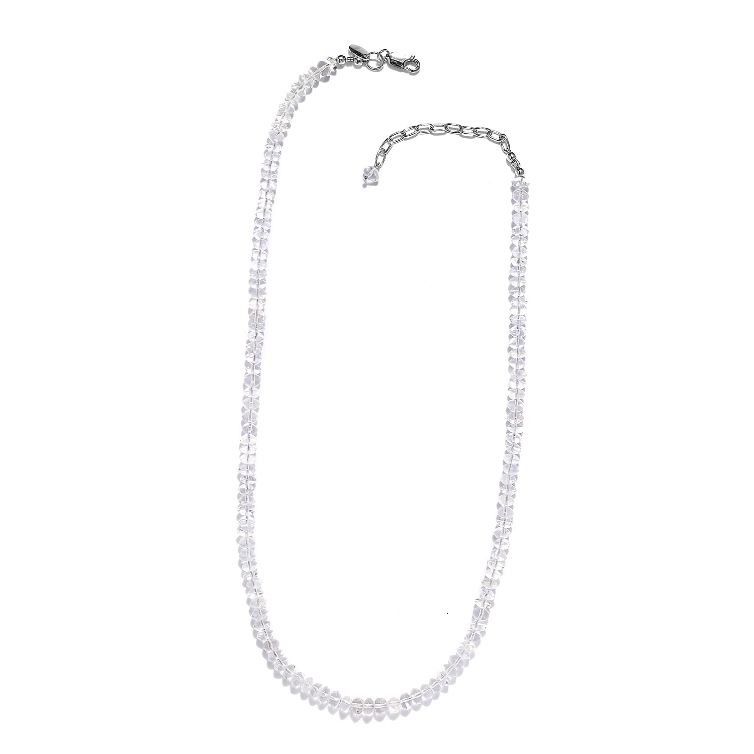 Sajen Silver GEM Collection - Crystal Beads Necklace (Size - 20 with Extender) in Rhodium Overlay Sterling Silver 60.00 Ct.