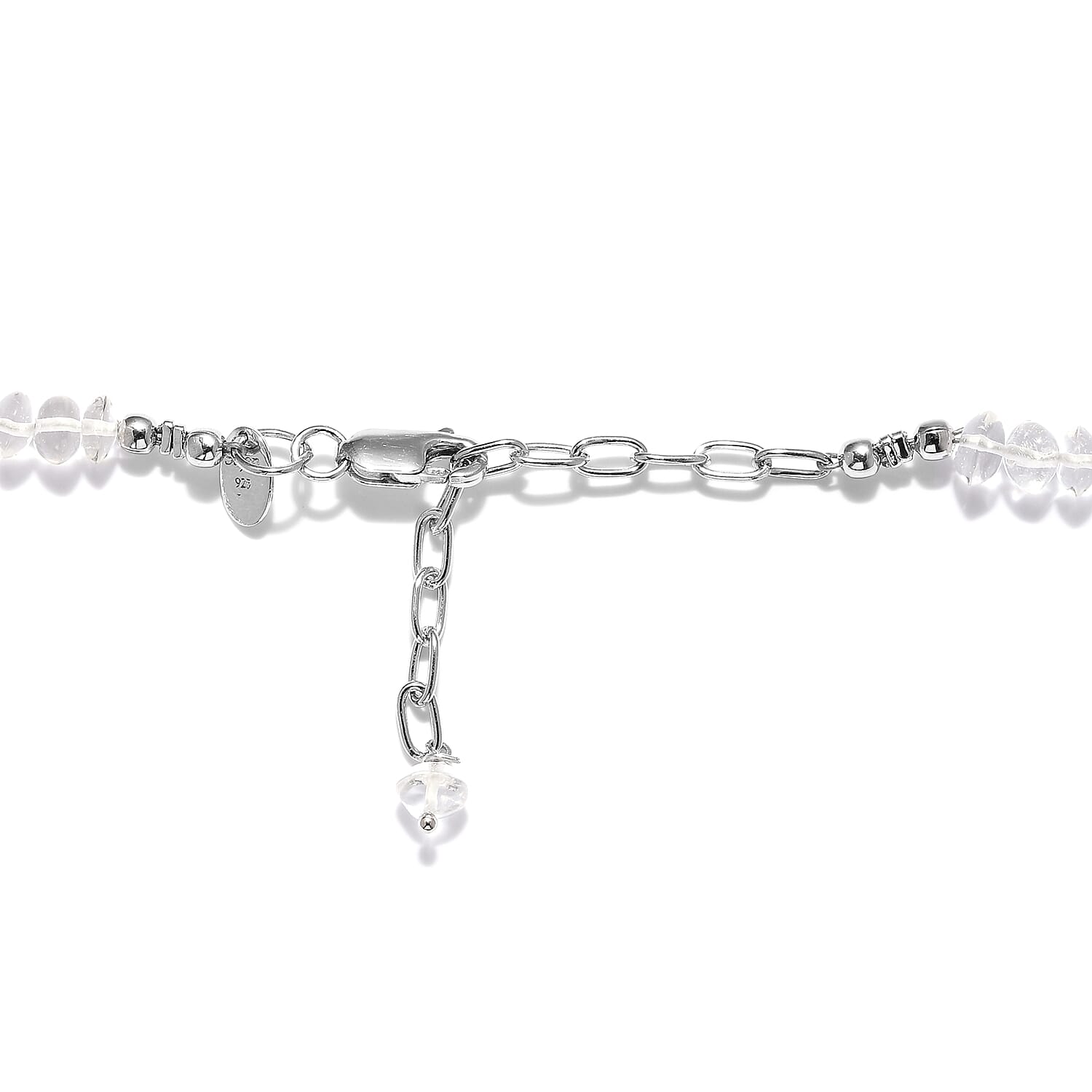 Sajen Silver GEM Collection - Crystal Beads Necklace (Size - 20 with Extender) in Rhodium Overlay Sterling Silver 60.00 Ct.