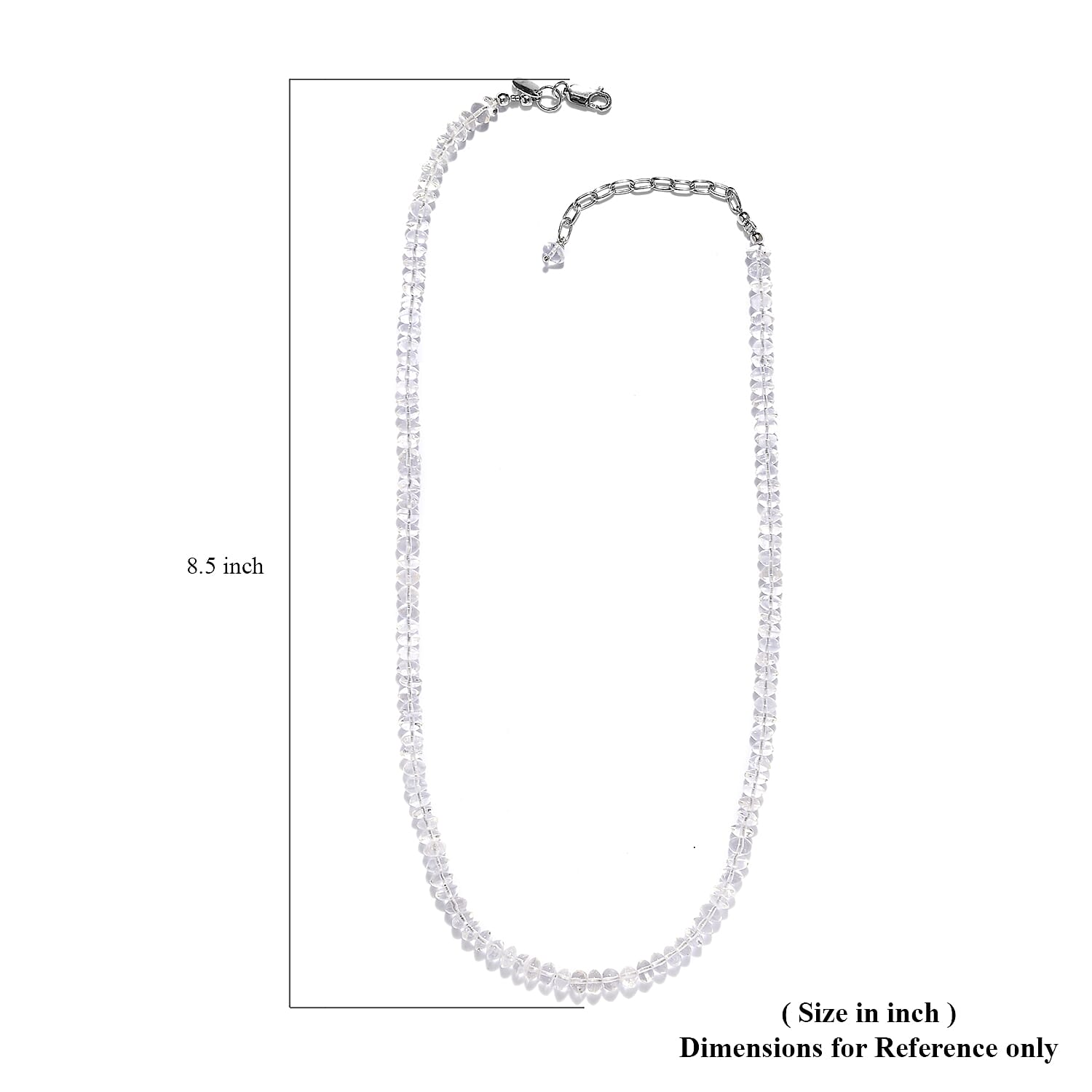 Sajen Silver GEM Collection - Crystal Beads Necklace (Size - 20 with Extender) in Rhodium Overlay Sterling Silver 60.00 Ct.