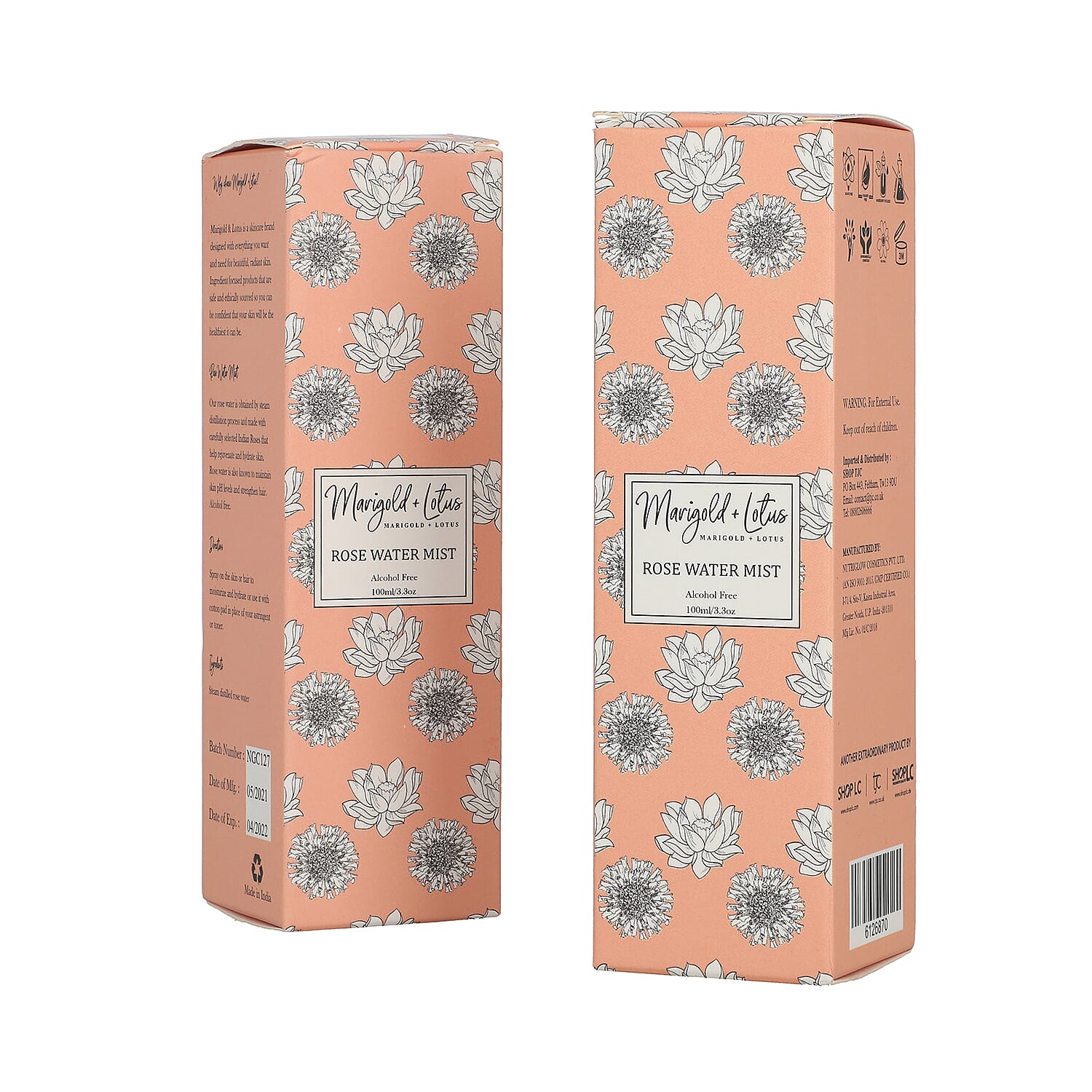 Set of 2 - Marigold + Lotus Rose Water Spray - 100ml