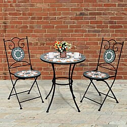 3 Piece Set - Geometric Shape Pattern Mosaic Desk (Size:60x60x70Cm) and 2 Chairs (Size:39x44x90Cm) - Multi