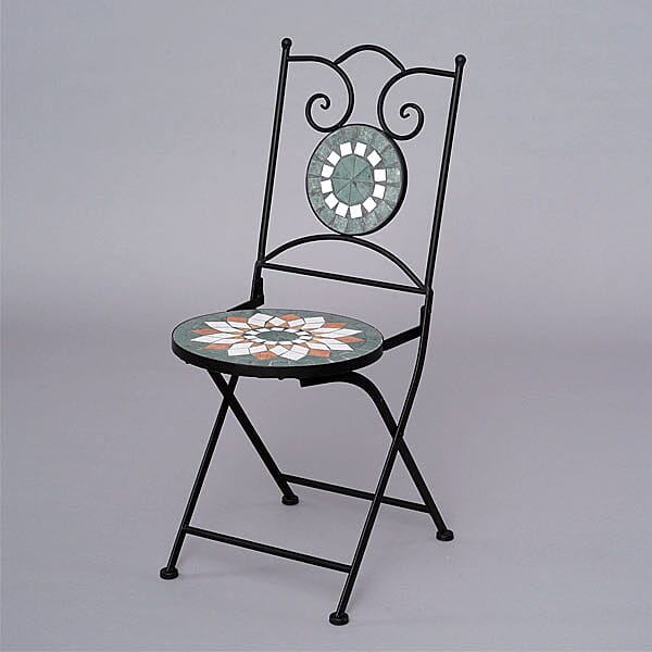 3 Piece Set - Geometric Shape Pattern Mosaic Bistro Set Table (Size:60x60x70Cm) and 2 Chairs (Size:39x44x90Cm) - Multi