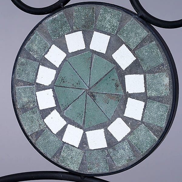 3 Piece Set - Geometric Shape Pattern Mosaic Bistro Set Table (Size:60x60x70Cm) and 2 Chairs (Size:39x44x90Cm) - Multi