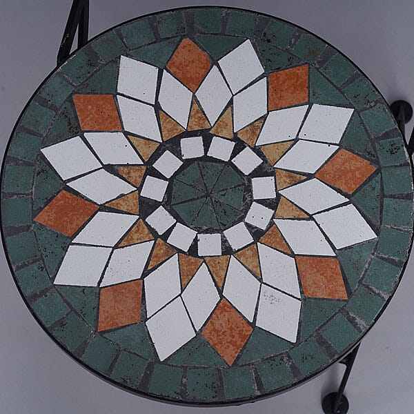3 Piece Set - Geometric Shape Pattern Mosaic Bistro Set Table (Size:60x60x70Cm) and 2 Chairs (Size:39x44x90Cm) - Multi