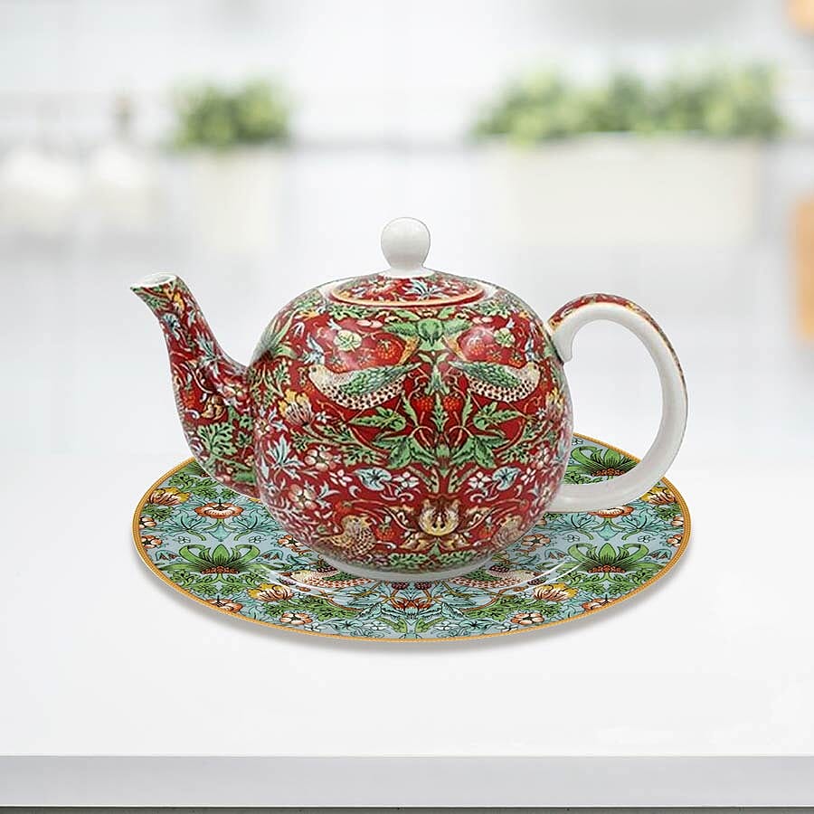 Set of 2 - Lesser & Pavey - Willam Morris Strawberry Thief Teal Plates