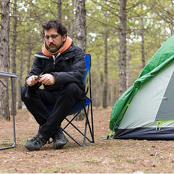 5 Piece Set - Outdoor Table and Four Chairs (Size Chair- 56x35x34 Cm, Table- 37x46 Cm) - Blue