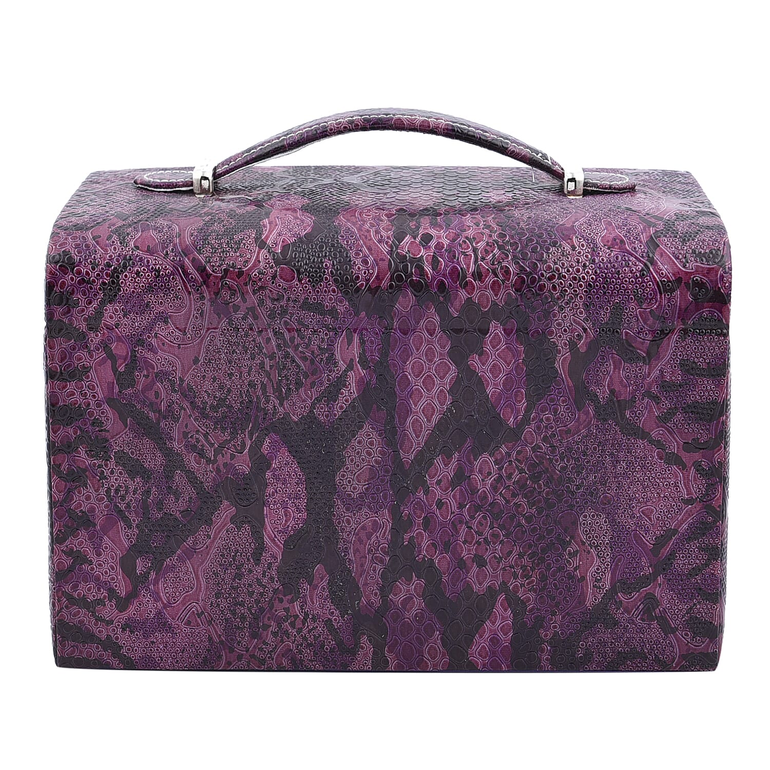 Three Layer Snake Skin Pattern Jewellery Box with Velvet Inner Lining (Size 23x15x15 Cm) - Purple