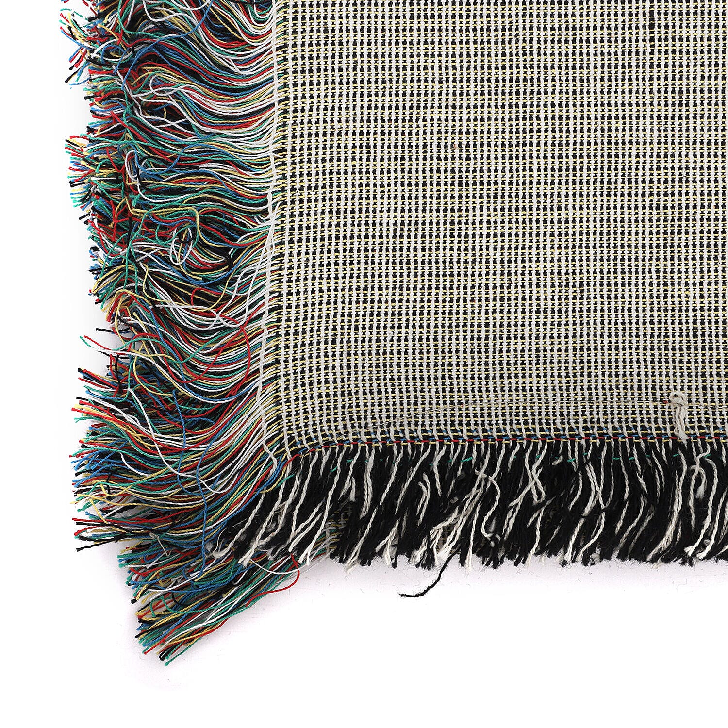 Jacquard Woven Big Flower Printed Throw with Fringes (Size 150x126Cm) - Red, Pink and Multi