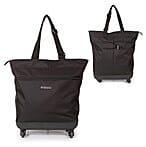 Flat Pack Cabin Sized Trolley Bag with Zipped Hood Pocket - Black