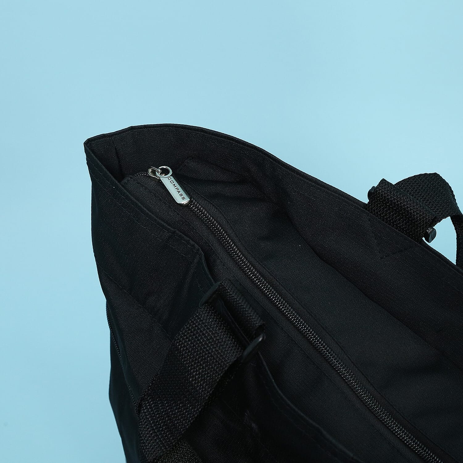 Flat Pack Cabin Sized Trolley Bag with Zipped Hood Pocket - Black