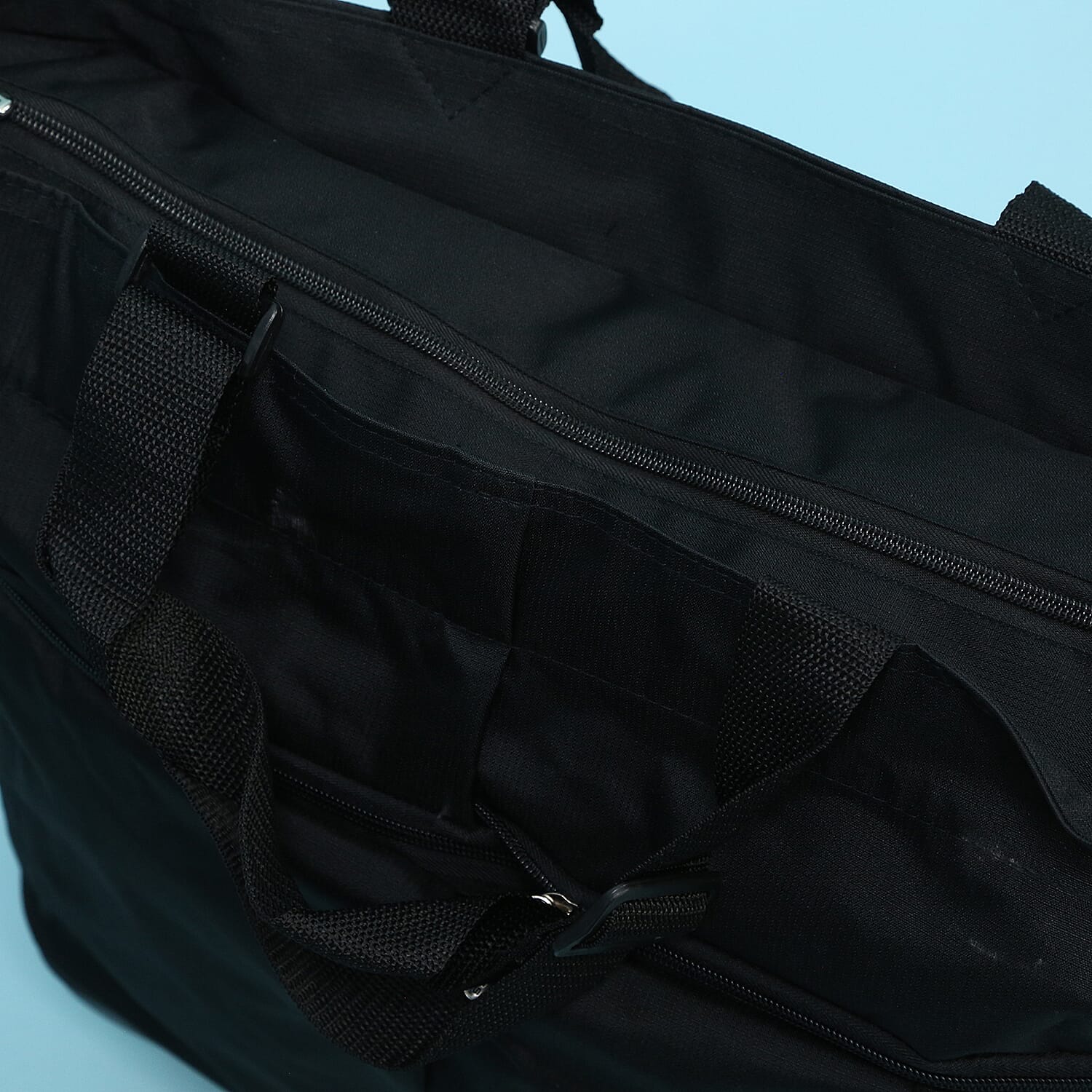 Flat Pack Cabin Sized Trolley Bag with Zipped Hood Pocket - Black