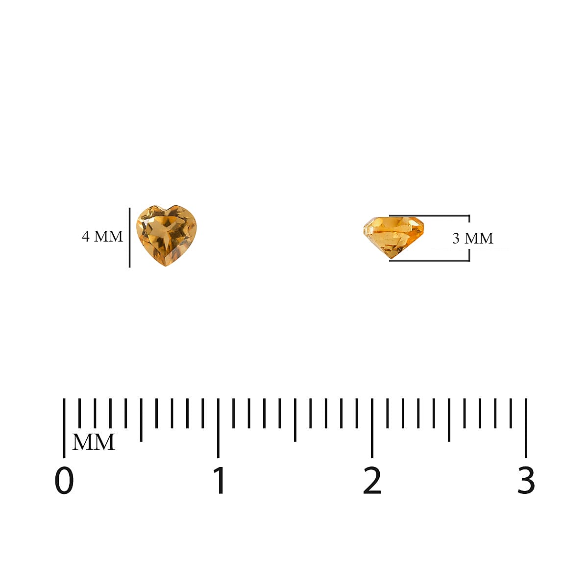 Set of 2 - Citrine Heart 4 mm 0.40 Ct.