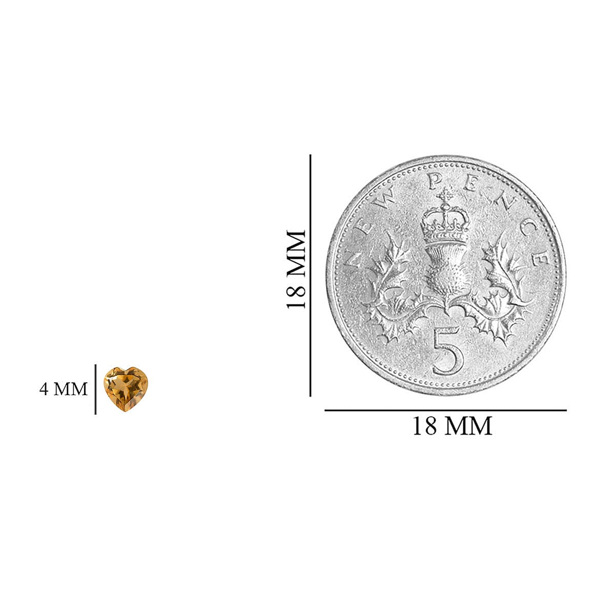 Set of 2 - Citrine Heart 4 mm 0.40 Ct.