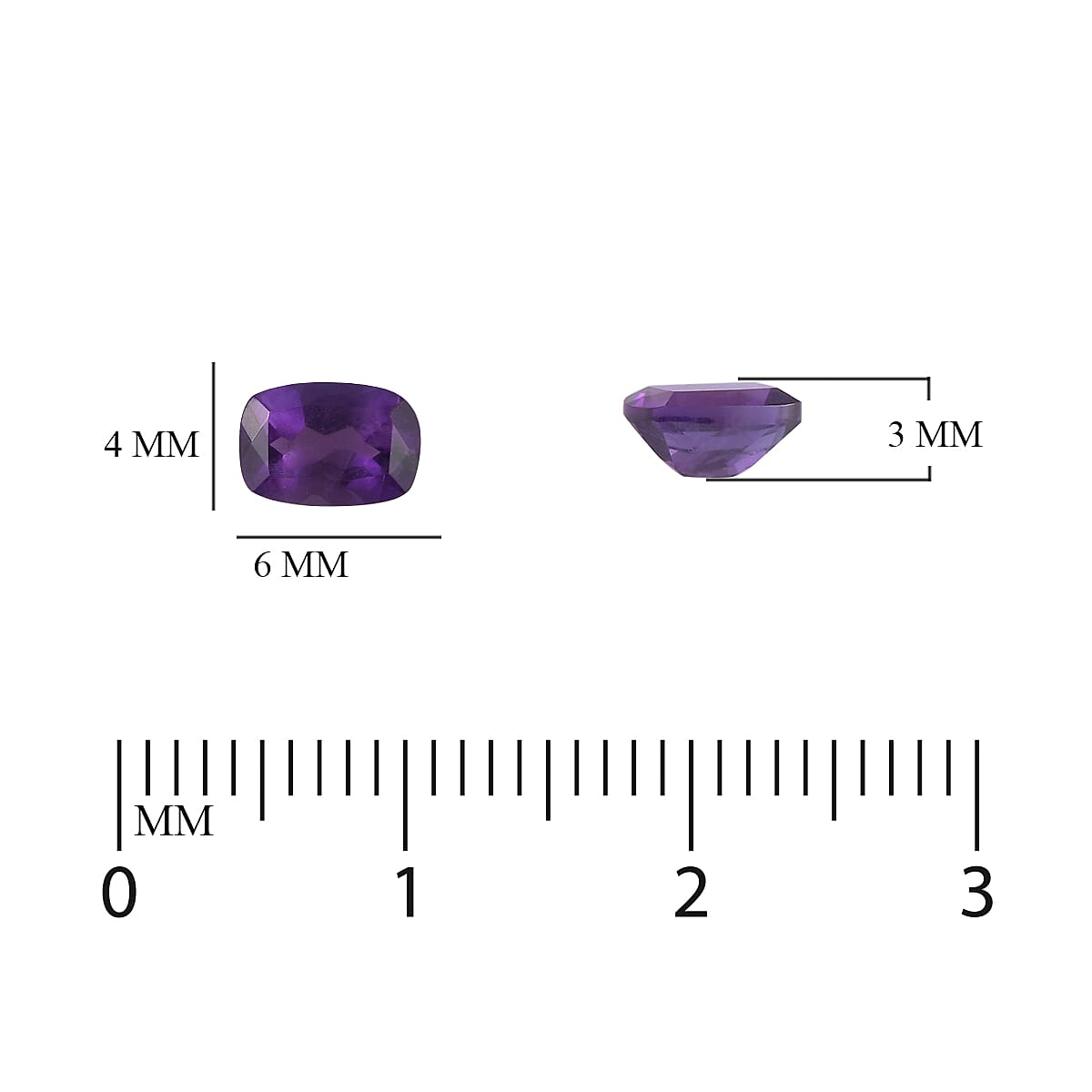 3A African Amethyst Cushion 6x4 mm 0.42 Ct