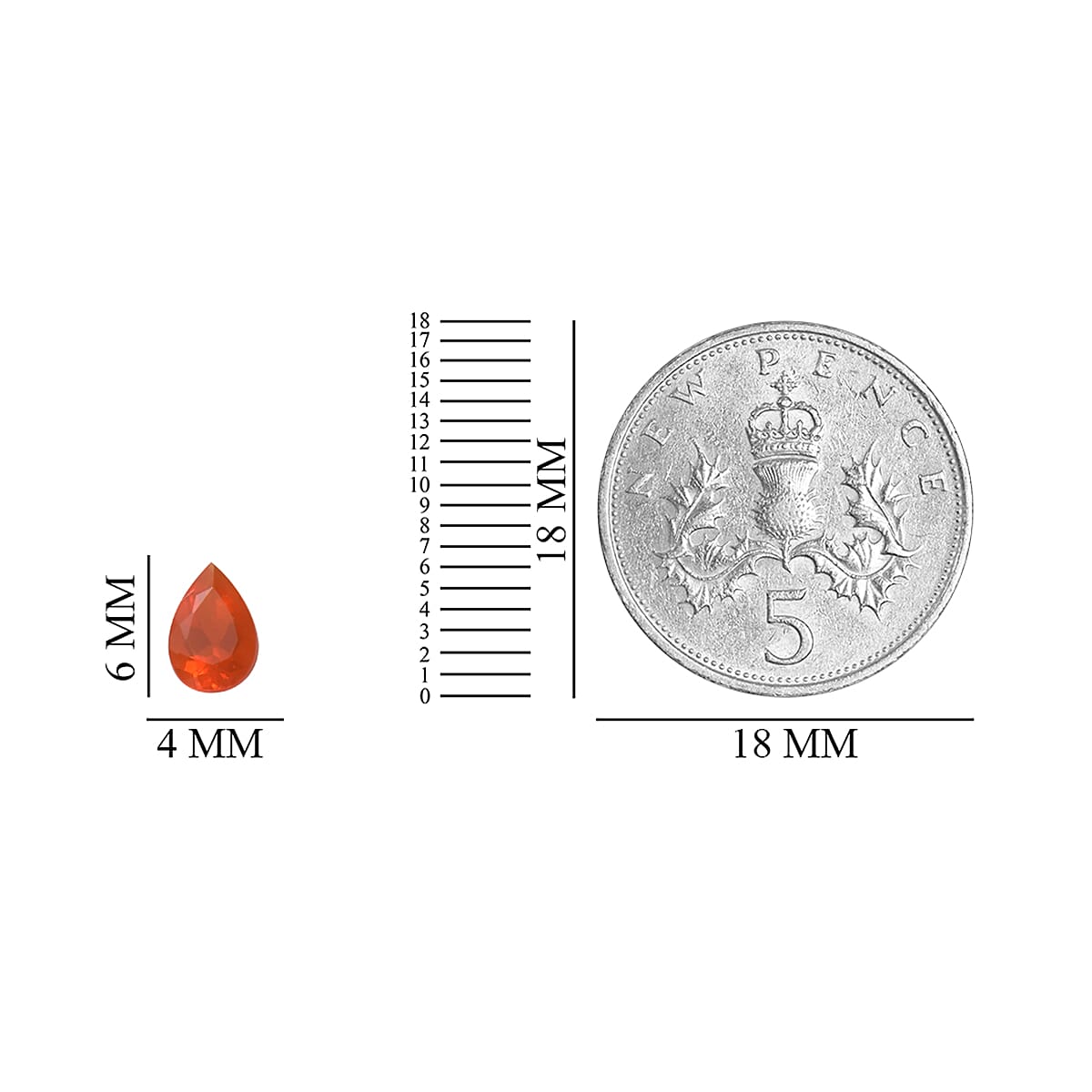 Set of 2 - Fire Opal Pear 6x4 mm 0.44 Ct