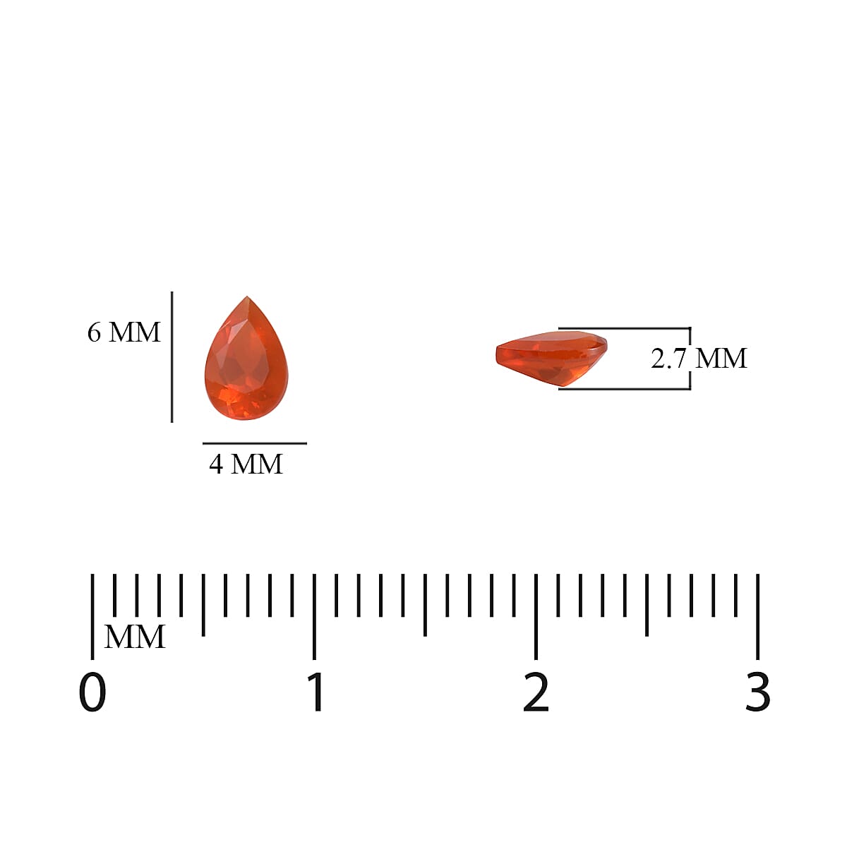 Set of 2 - Fire Opal Pear 6x4 mm 0.44 Ct