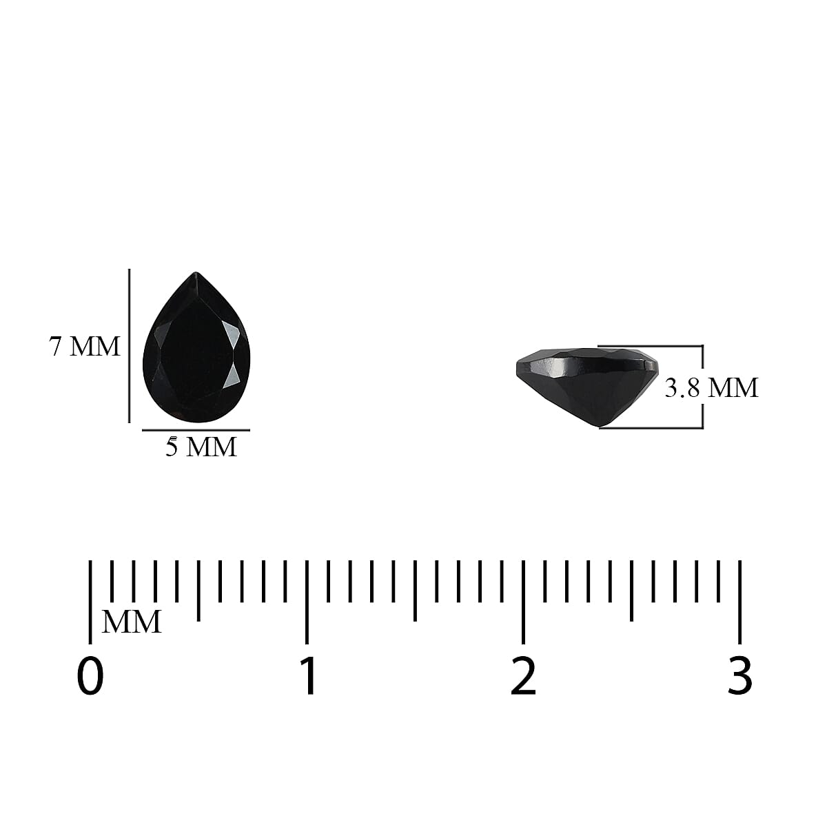 Set of 5 - Black Tourmaline Pear 7x5 mm 3.12 Ct.